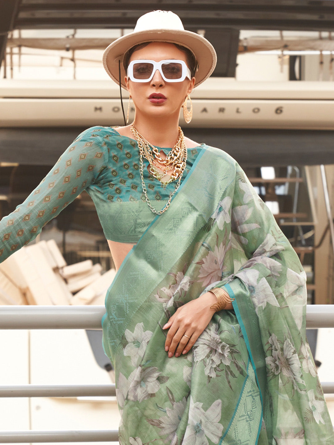 Women's Tissue Blue Woven Design Designer Saree With Blouse Piece