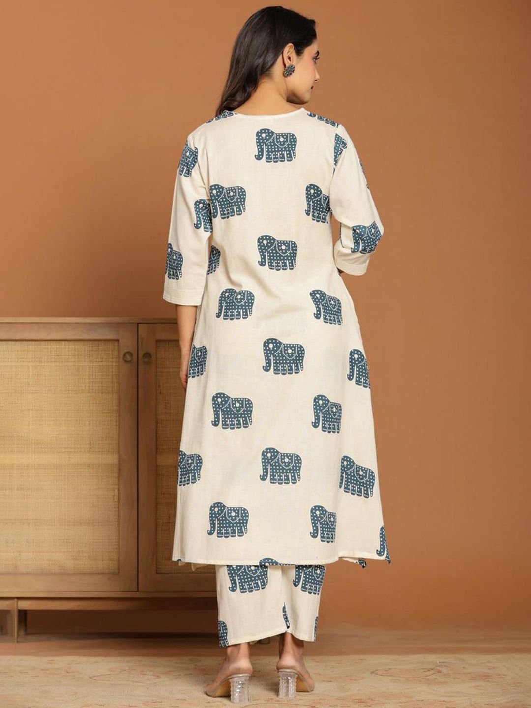 Animal Printed A Line Kurta With Palazzos