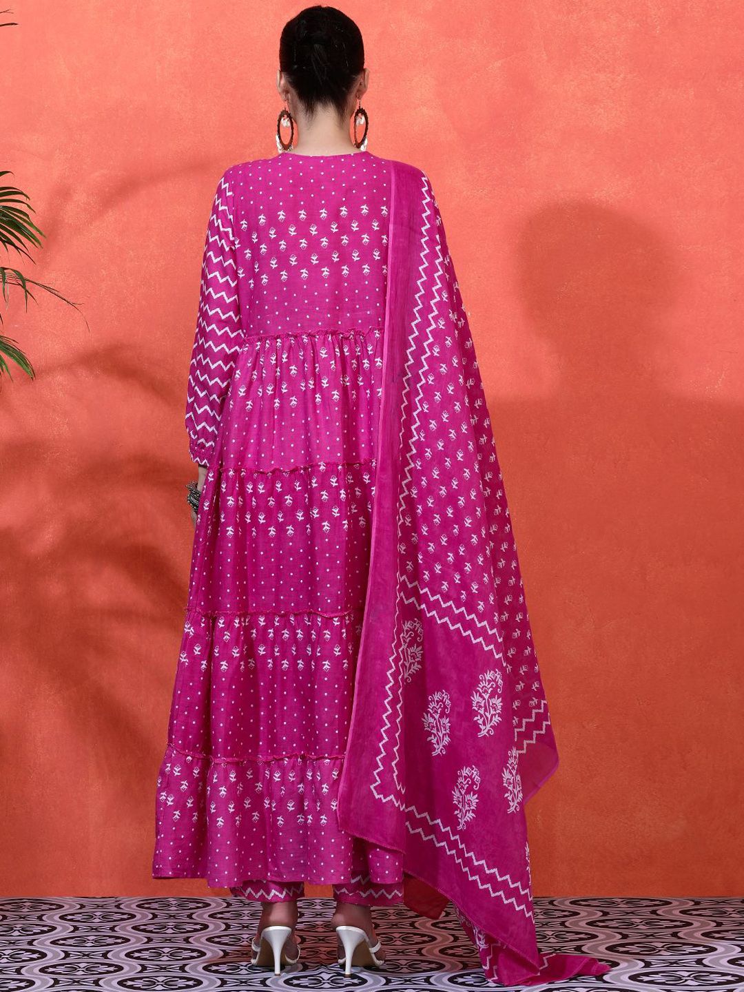 Dhiyona SN Women's Floral Printed Pure Cotton A-Line Kurta & Trousers Sets