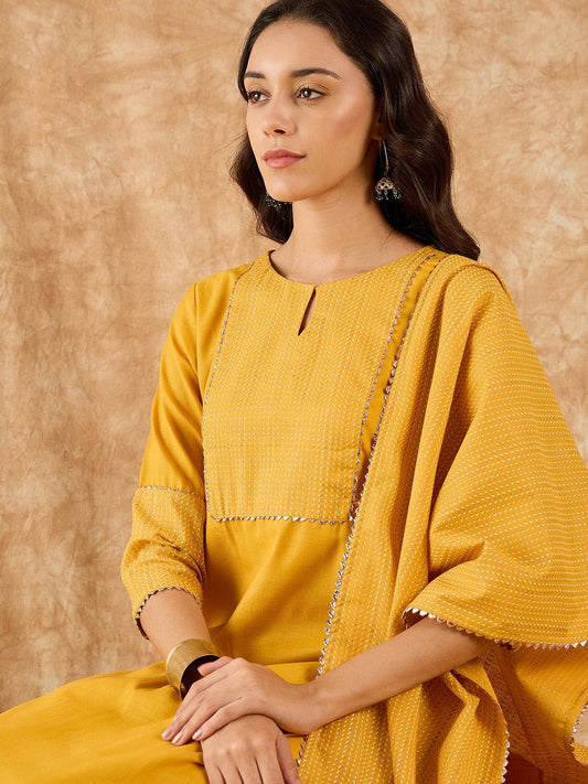 Yoke Design Straight Gotta Patti Kurta with Palazzo & Dupatta