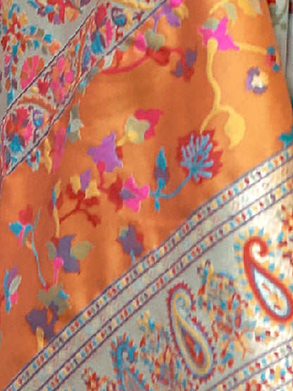 Women's Silk Blend Light Blue Woven Design Celebrity Saree With Blouse Piece