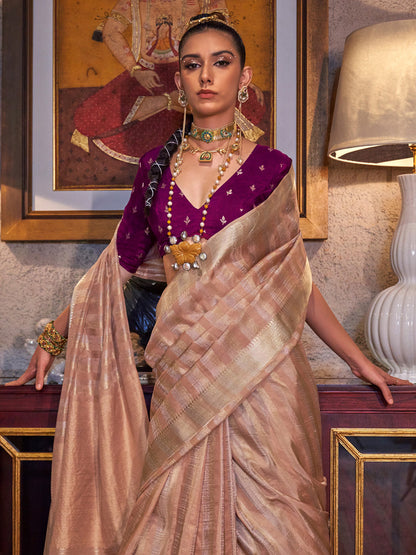 Women's Viscose Silk Magenta Woven Design Designer Saree With Blouse Piece