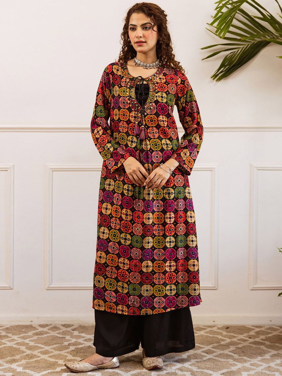 Dhiyona IE Printed Round Neck A-Line Tunic & Palazzo