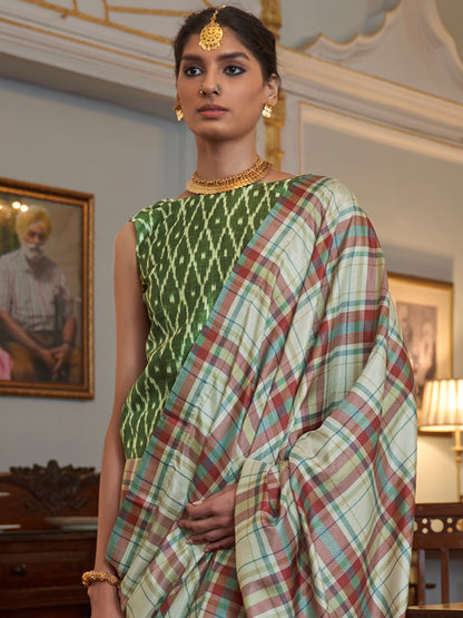 Women's Dola Silk Light Green Printed Designer Saree With Blouse Piece
