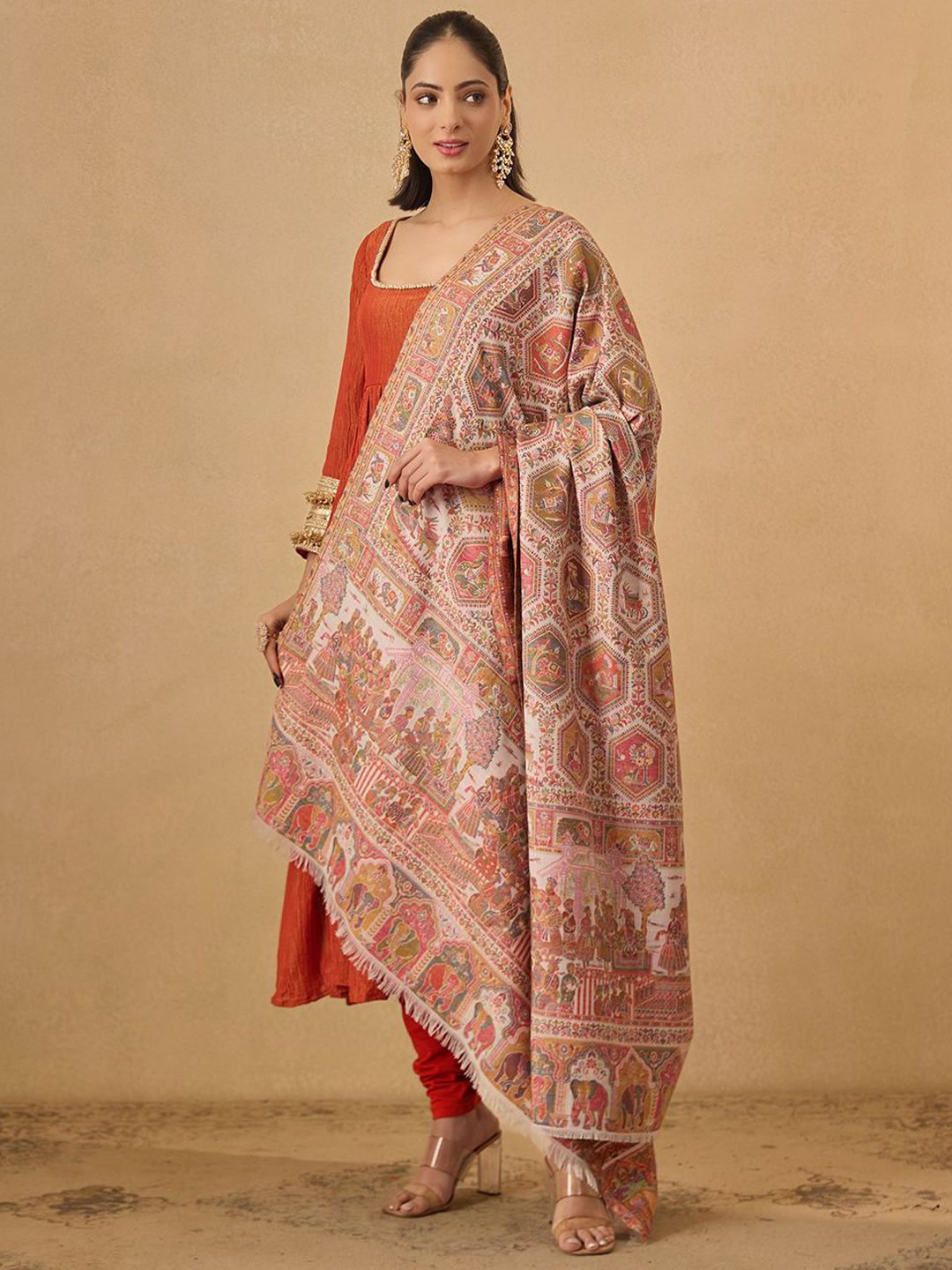 Dhiyona PA Darbari Ethnic Motifs Woven Design Kani Woolen Shawl
