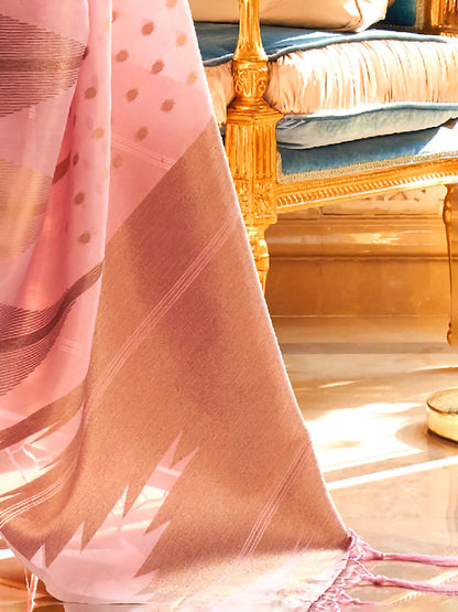 Women's Tissue Mauve Woven Design Designer Saree With Blouse Piece