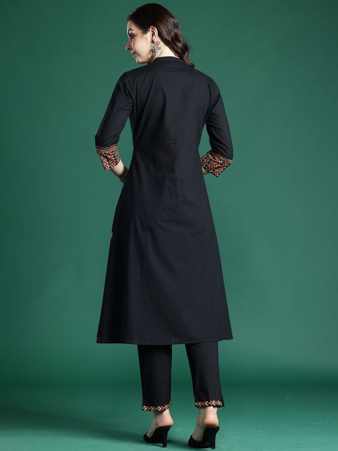 Dhiyona IE Printed Pure Cotton A-Line Tunic & Trousers Co-Ord Set