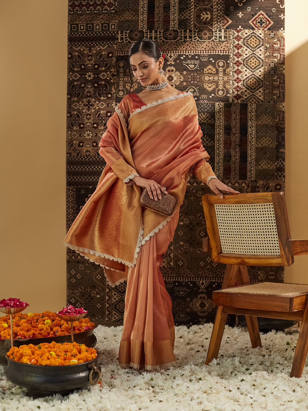 Dhiyona KS Women's Woven Design Embellished Saree