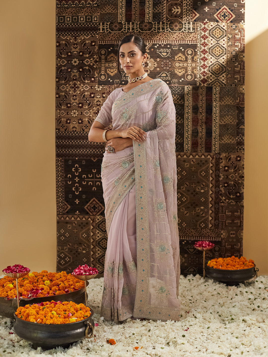 Dhiyona KS Women's Embellished Embroidered Saree