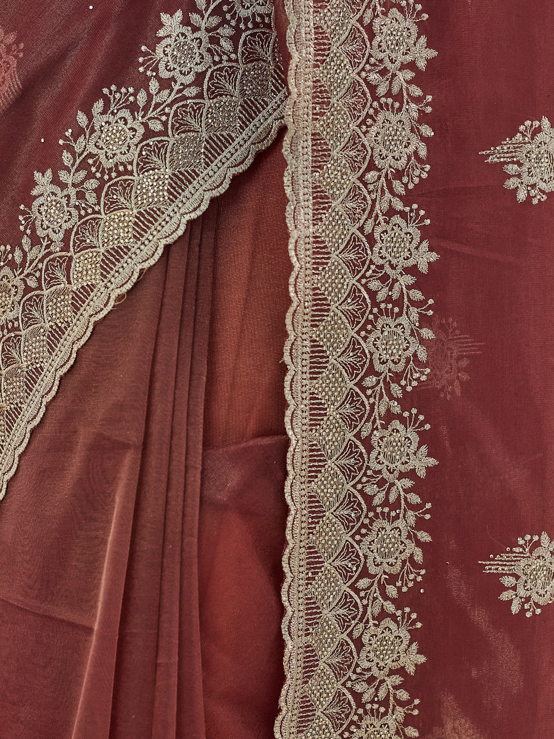 Dhiyona KS Women's Embellished Beads and Stones Supernet Designer Saree