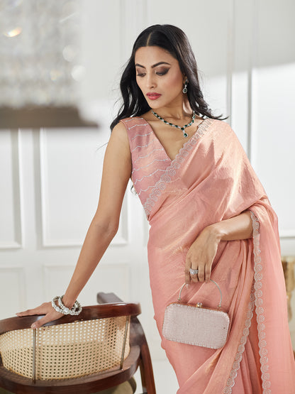 Dhiyona KS Women's Beads and Stones Silk Blend Saree