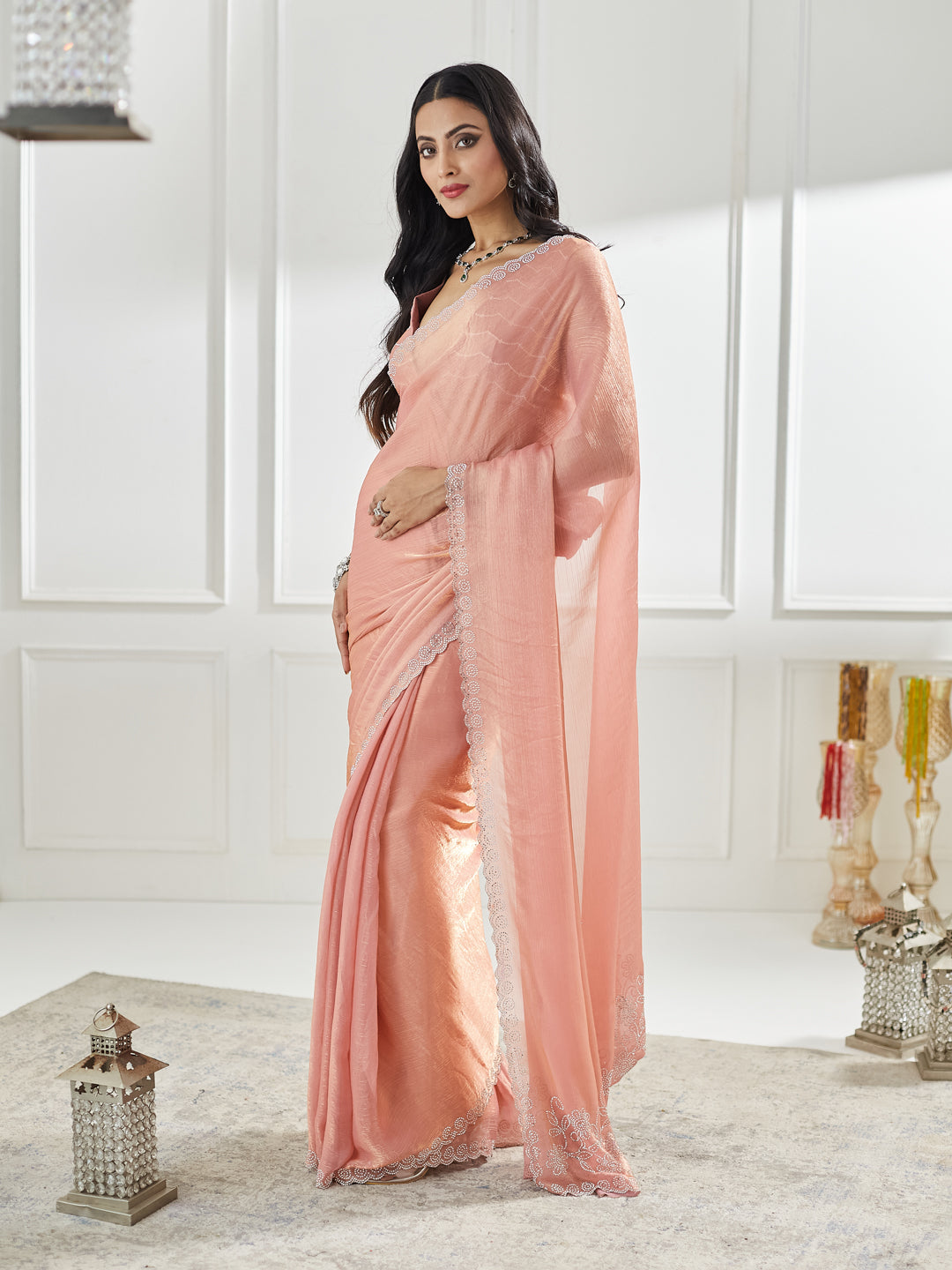 Dhiyona KS Women's Beads and Stones Silk Blend Saree