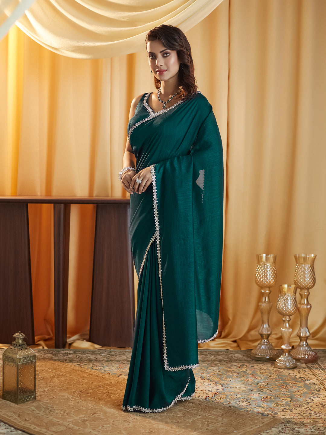 Dhiyona KS Women's Beads and Stones Silk Blend Saree