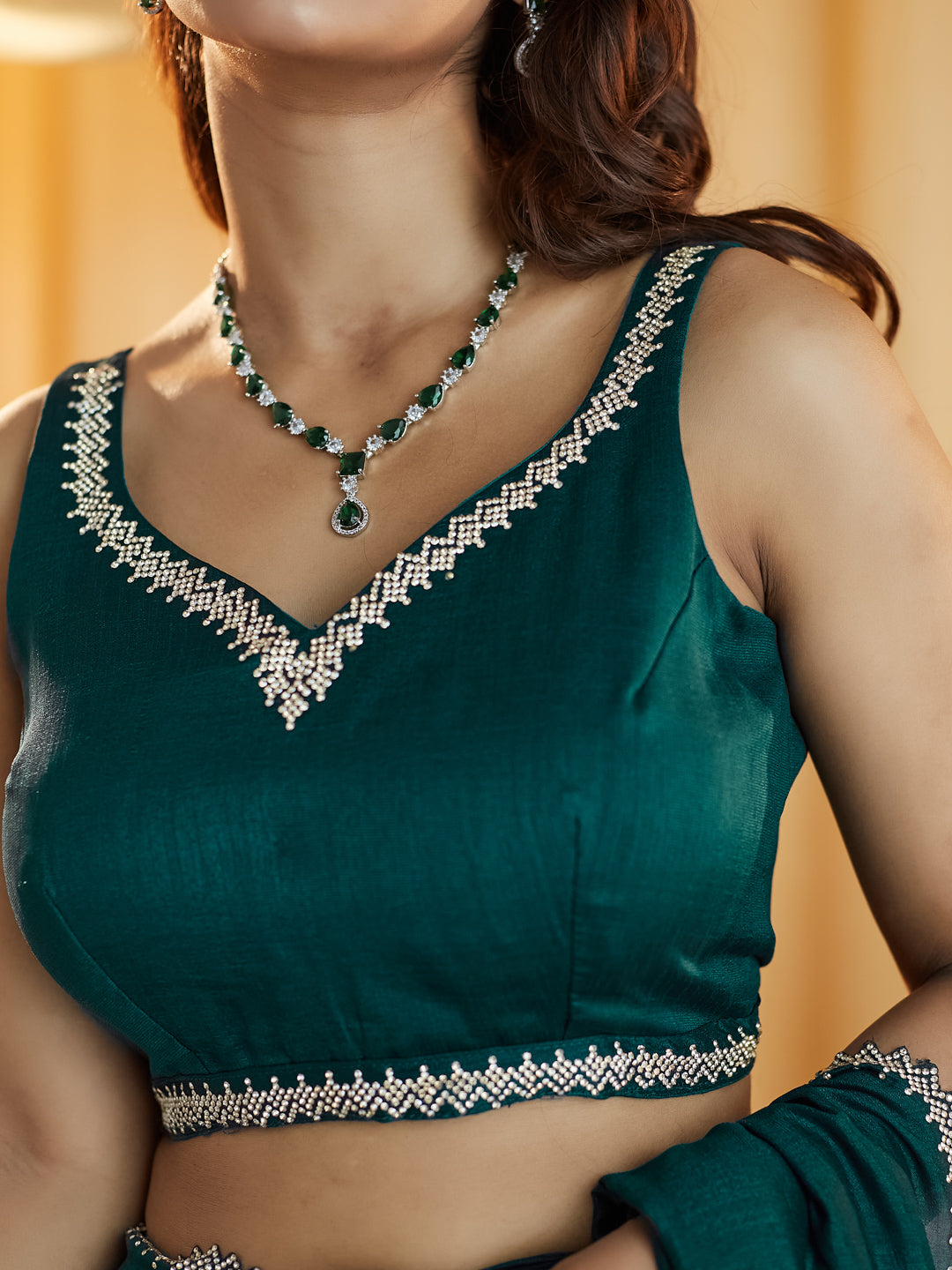 Dhiyona KS Women's Beads and Stones Silk Blend Saree