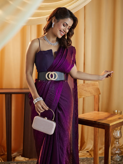 Dhiyona KS Women's women magenta solid silk saree