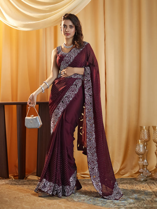 Dhiyona KS Women's Embellished Beads and Stones Saree