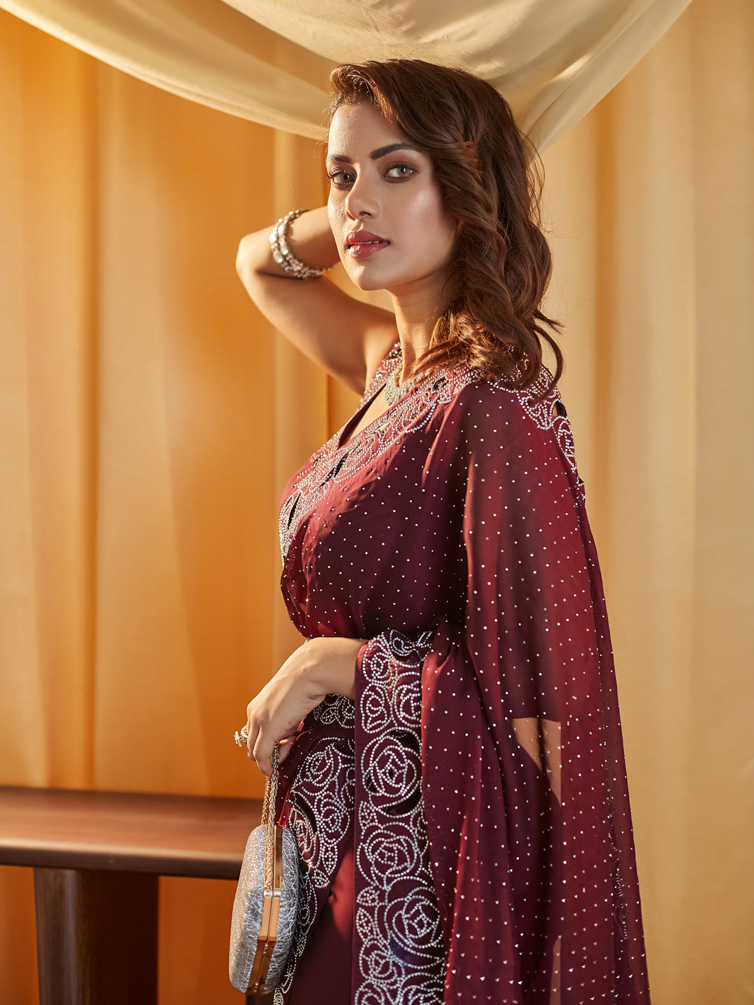Dhiyona KS Women's Embellished Beads and Stones Saree