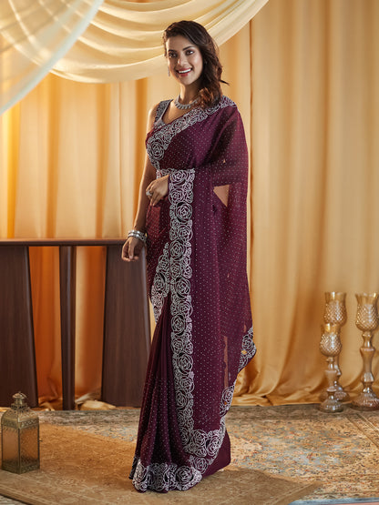 Dhiyona KS Women's Embellished Beads and Stones Saree
