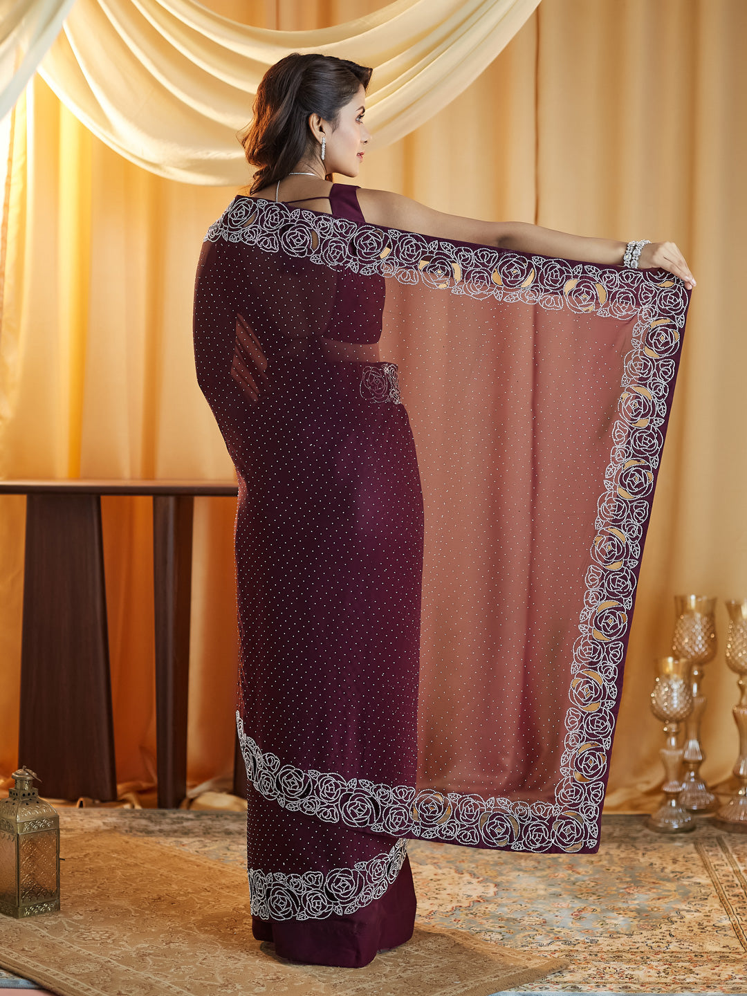Dhiyona KS Women's Embellished Beads and Stones Saree