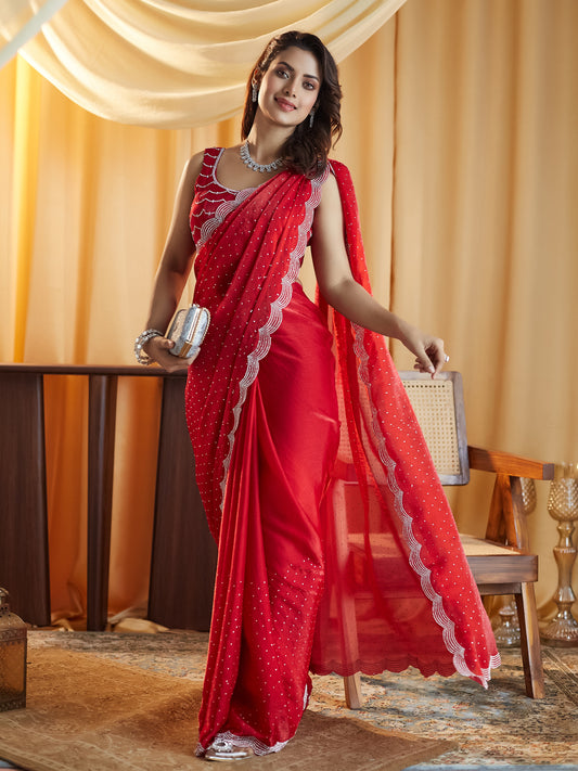 Dhiyona KS Women's Embellished Beads and Stones Pure Silk Saree