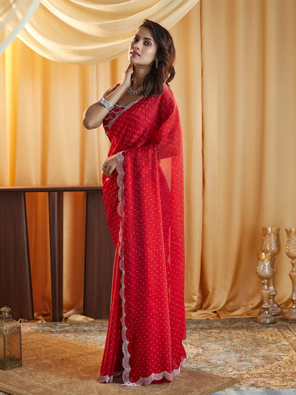 Dhiyona KS Women's Embellished Beads and Stones Pure Silk Saree