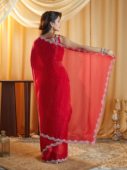 Dhiyona KS Women's Embellished Beads and Stones Pure Silk Saree