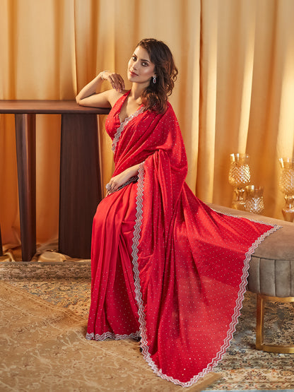 Dhiyona KS Women's Embellished Beads and Stones Silk Blend Saree