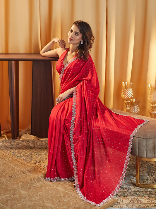 Dhiyona KS Women's Embellished Beads and Stones Silk Blend Saree