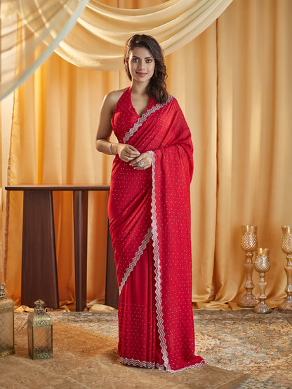 Dhiyona KS Women's Embellished Beads and Stones Silk Blend Saree
