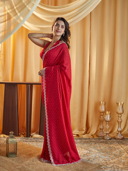 Dhiyona KS Women's Embellished Beads and Stones Silk Blend Saree