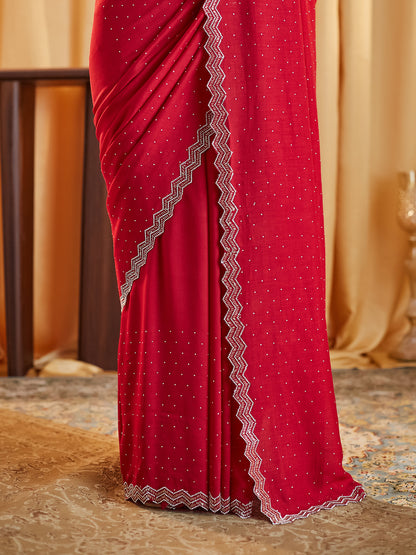 Dhiyona KS Women's Embellished Beads and Stones Silk Blend Saree