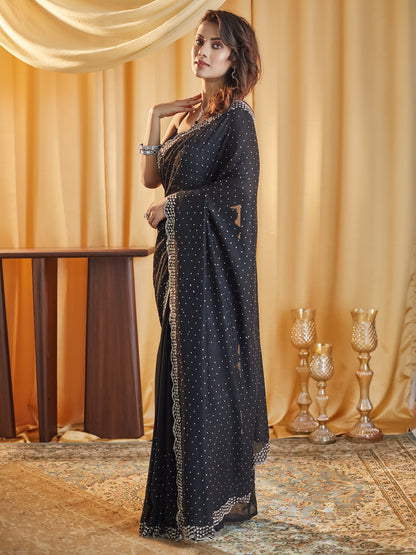 Dhiyona KS Women's Embellished Beads and Stones Silk Blend Saree