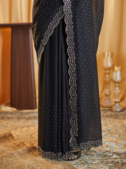 Dhiyona KS Women's Embellished Beads and Stones Silk Blend Saree