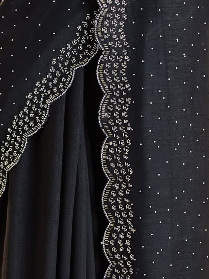 Dhiyona KS Women's Embellished Beads and Stones Silk Blend Saree