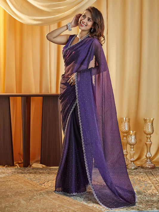 Dhiyona KS Women's Embellished Beads and Stones Saree