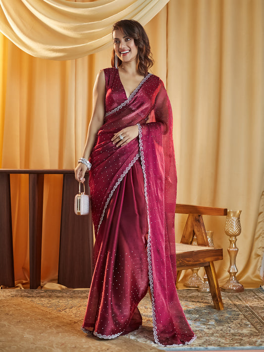 Dhiyona KS Women's Embellished Beads and Stones Saree