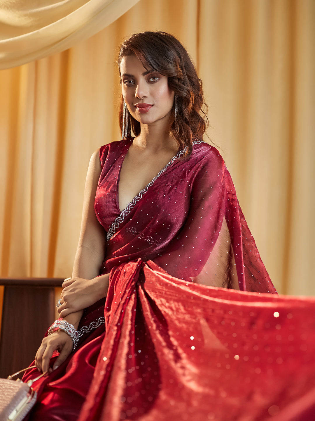 Dhiyona KS Women's Embellished Beads and Stones Saree