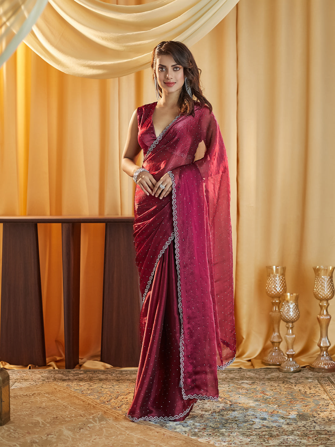 Dhiyona KS Women's Embellished Beads and Stones Saree