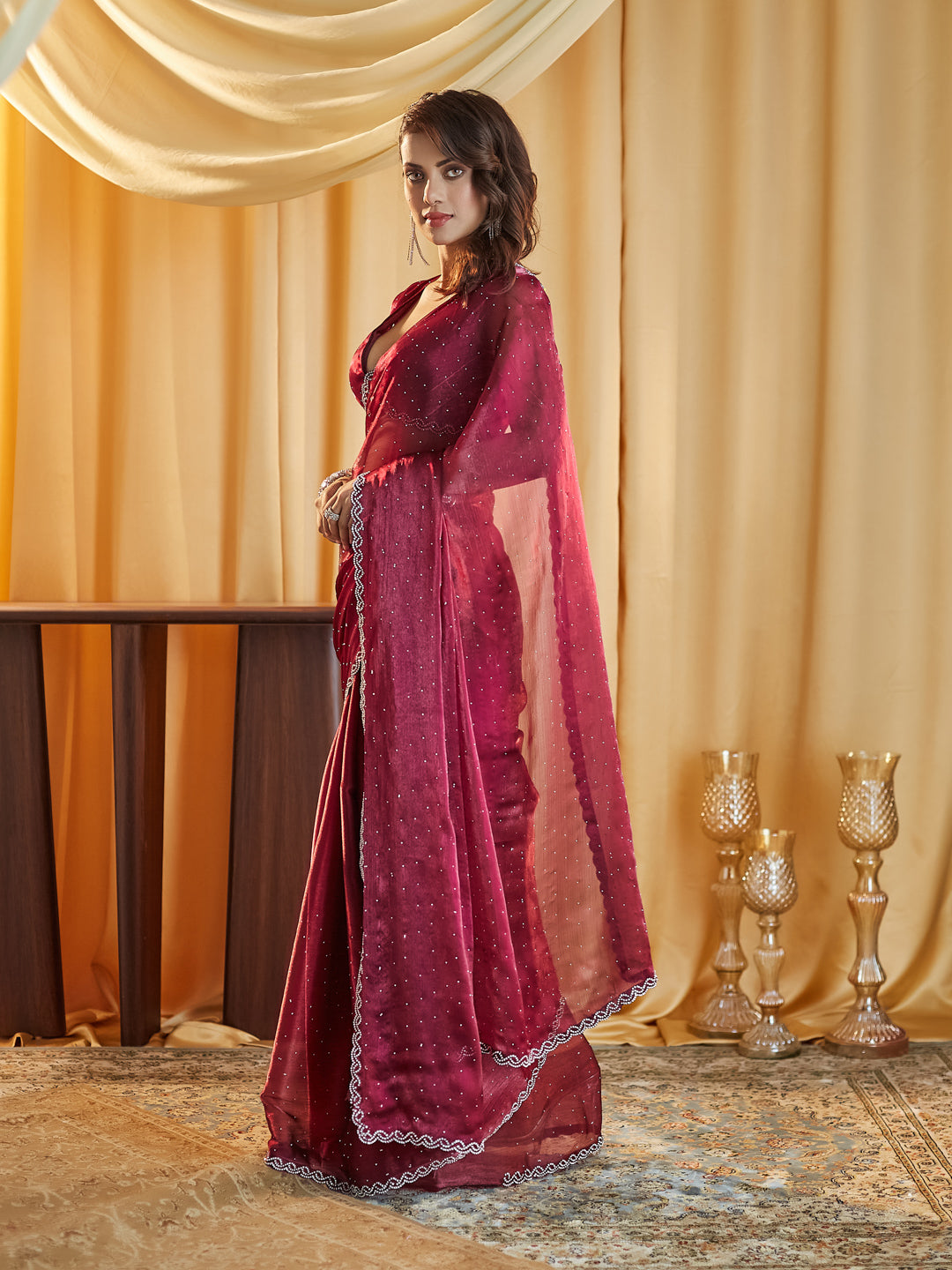 Dhiyona KS Women's Embellished Beads and Stones Saree