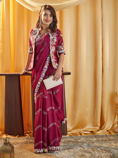 Dhiyona KS Women's Embellished Sequinned Pure Silk Saree