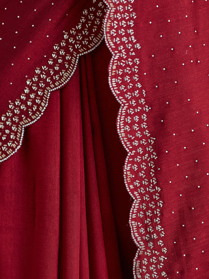 Dhiyona KS Women's Embellished Beads and Stones Silk Blend Saree