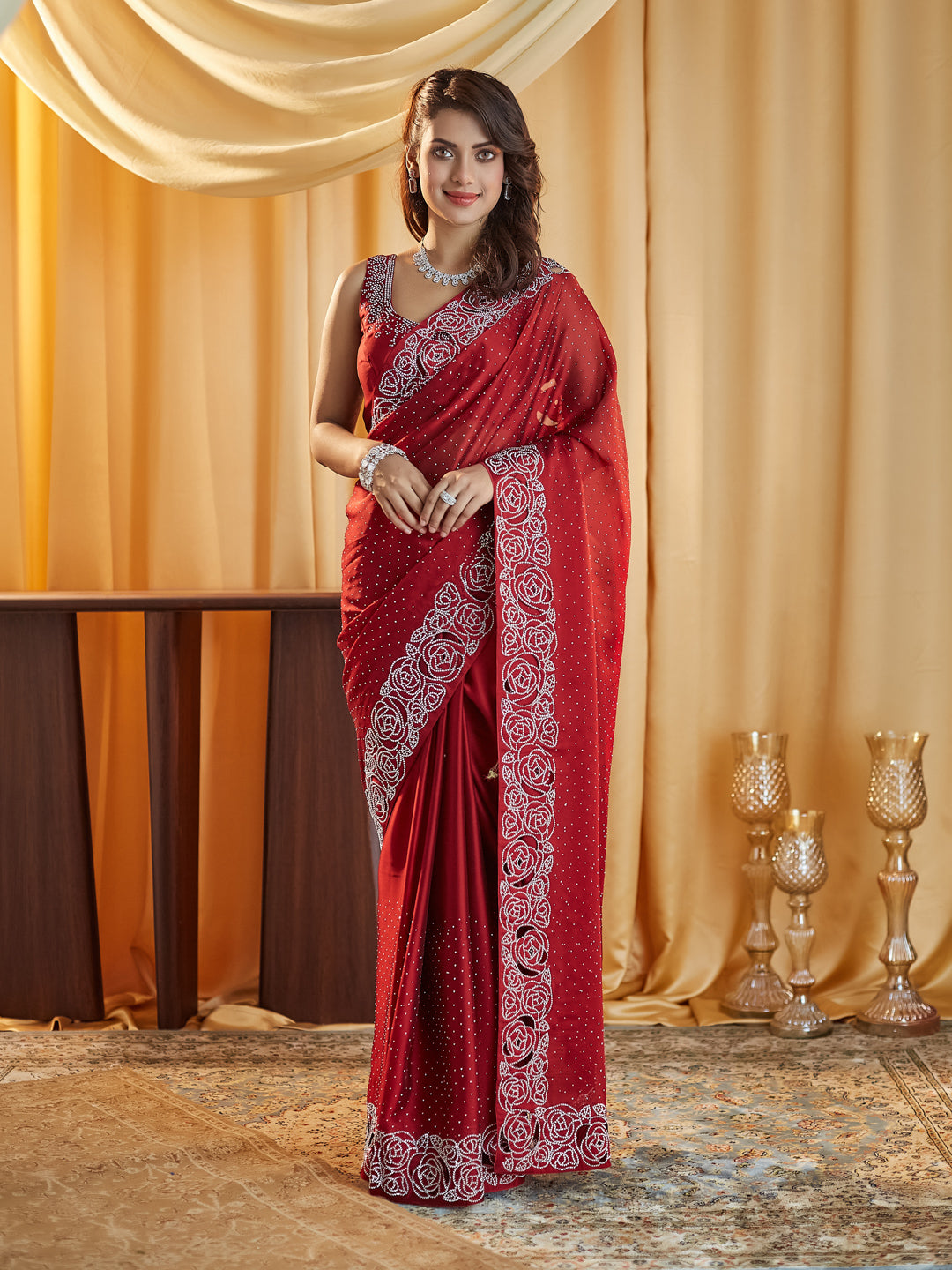 Dhiyona KS Women's Embellished Beads and Stones Saree