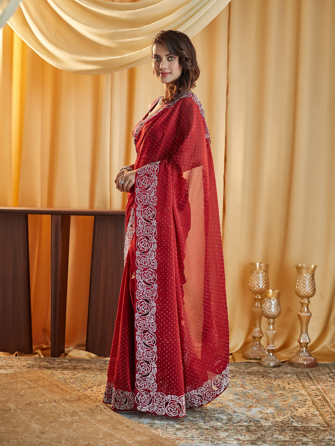 Dhiyona KS Women's Embellished Beads and Stones Saree