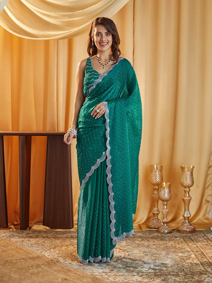 Dhiyona KS Women's Embellished Beads and Stones Pure Silk Saree