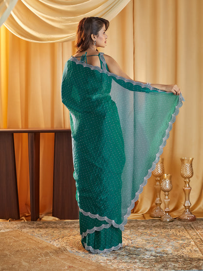 Dhiyona KS Women's Embellished Beads and Stones Pure Silk Saree