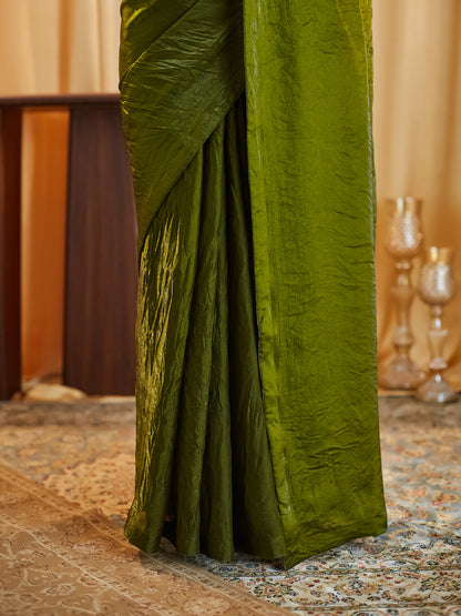 Dhiyona KS Women's women mahendi solid silk saree