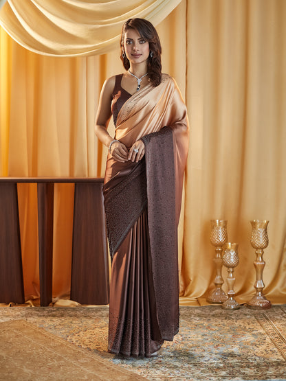 Dhiyona KS Women's Ombre Beads and Stones Satin Saree