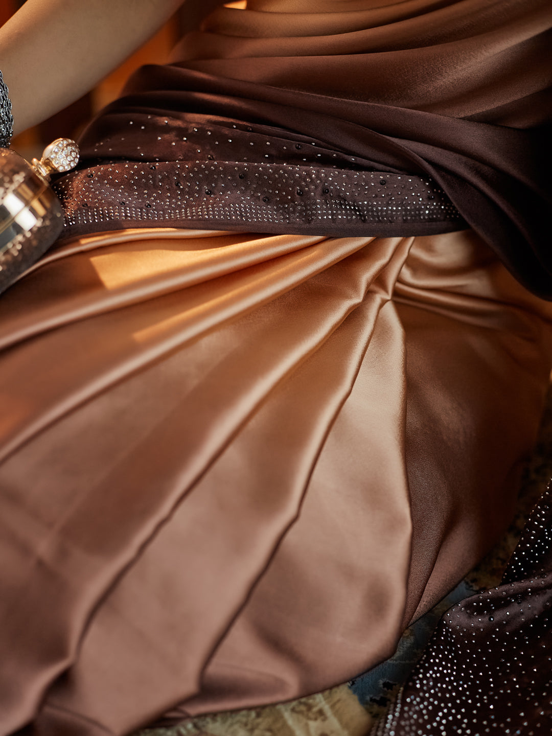 Dhiyona KS Women's Ombre Beads and Stones Satin Saree