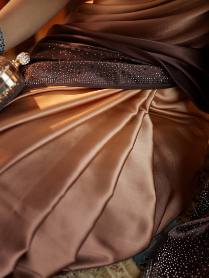 Dhiyona KS Women's Ombre Beads and Stones Satin Saree