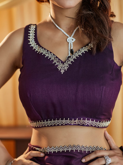 Dhiyona KS Women's Beads and Stones Silk Blend Saree